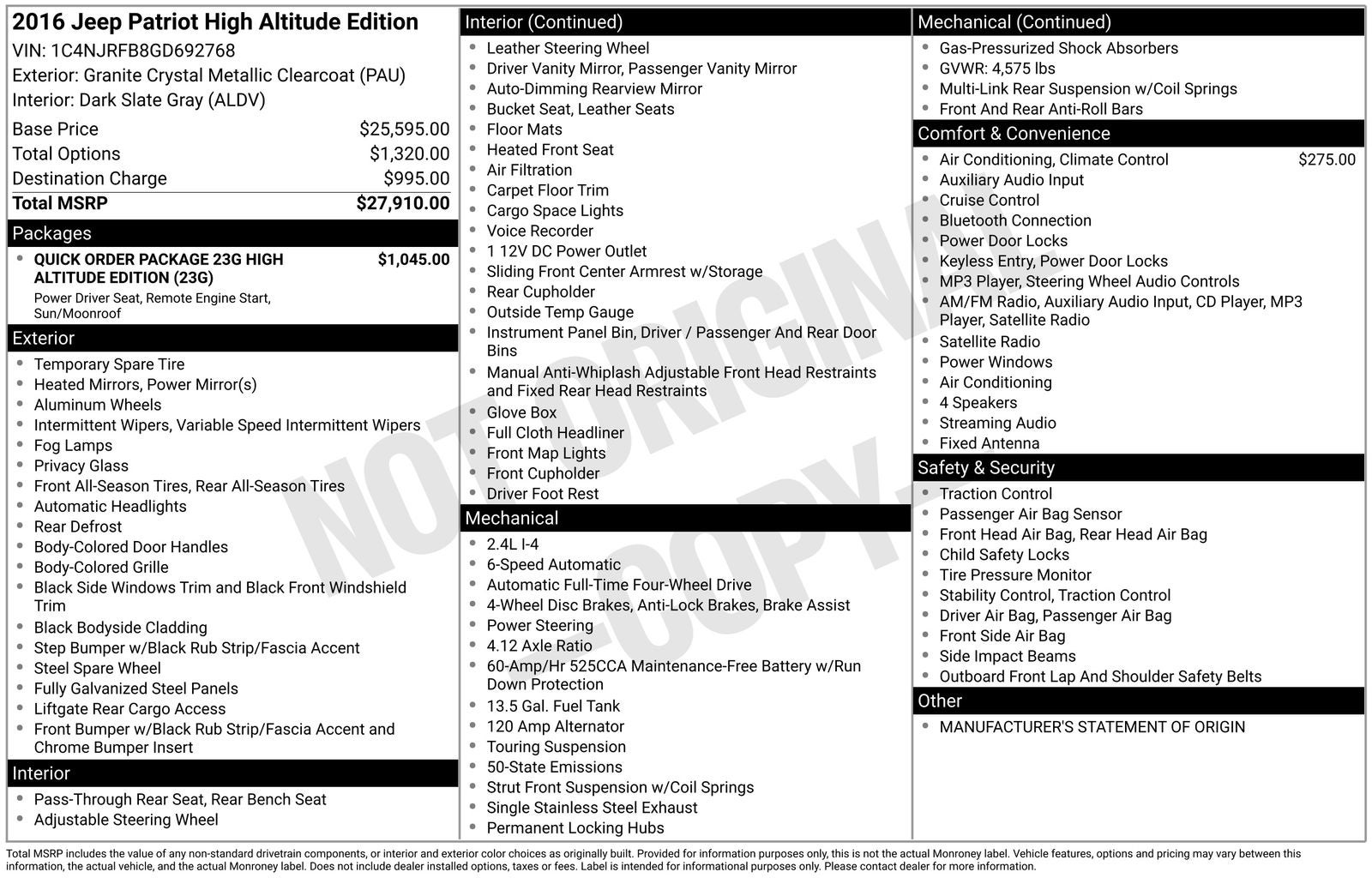 2016 Jeep Patriot High Altitude
