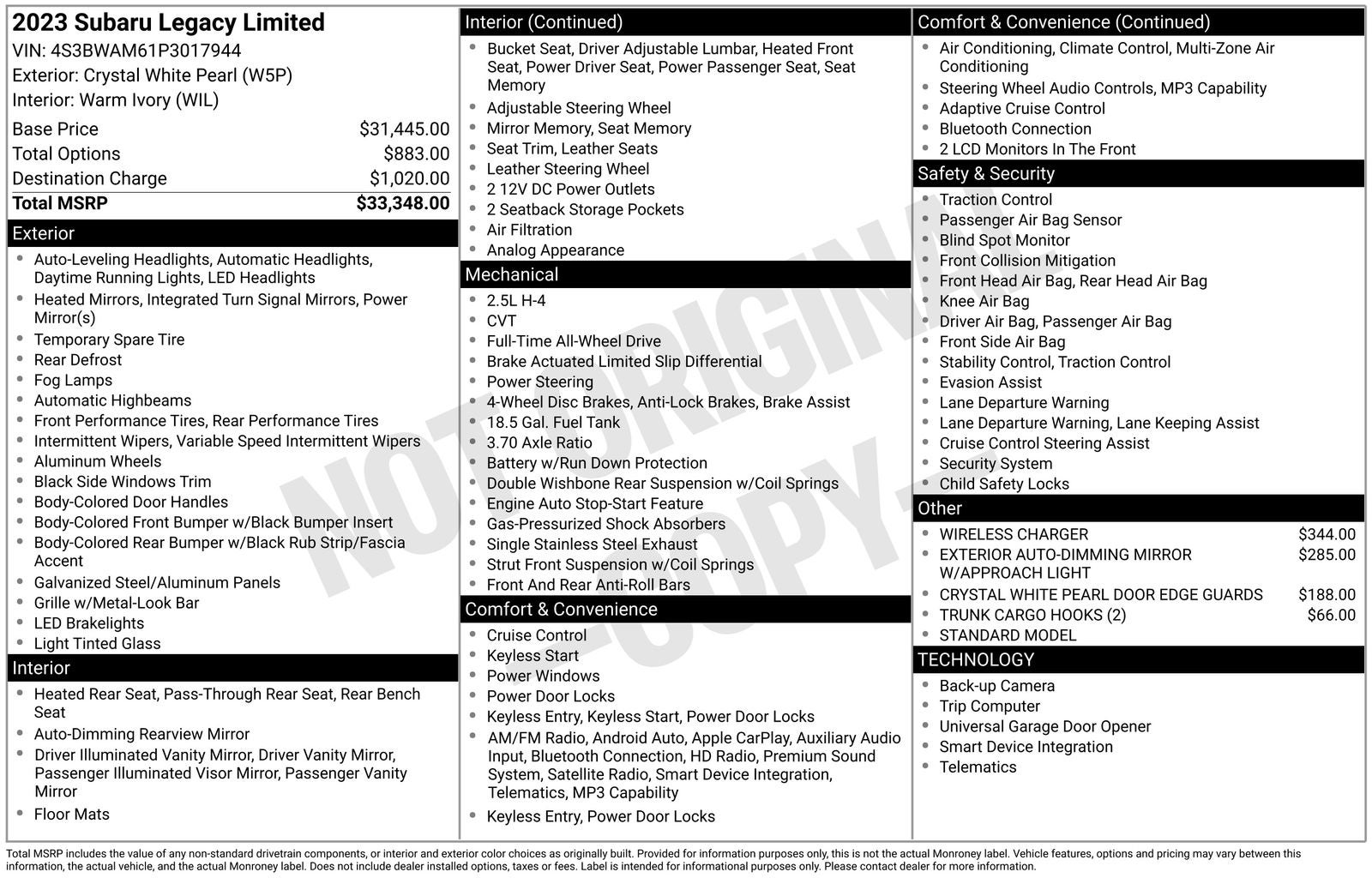 2023 Subaru Legacy Limited