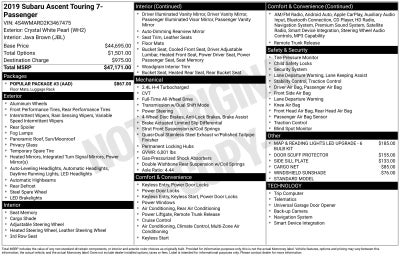 2019 Subaru Ascent Touring