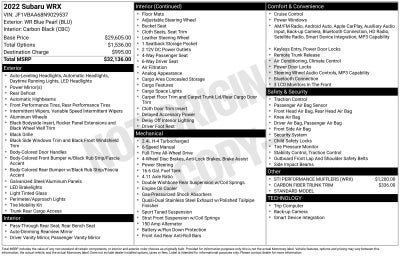 2022 Subaru WRX Base