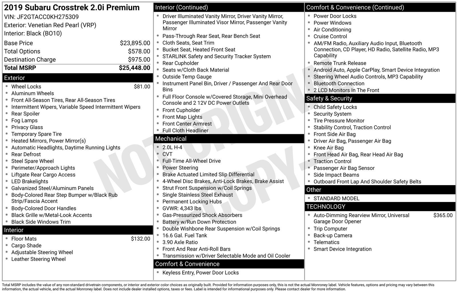 2019 Subaru Crosstrek 2.0i Premium