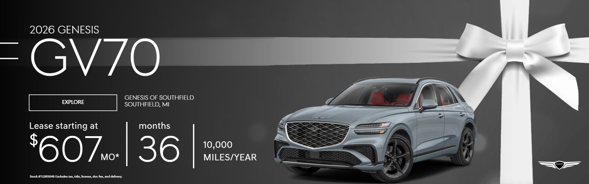 2026 Genesis GV70 Lease $607/Mo 36/Mo $3999 down