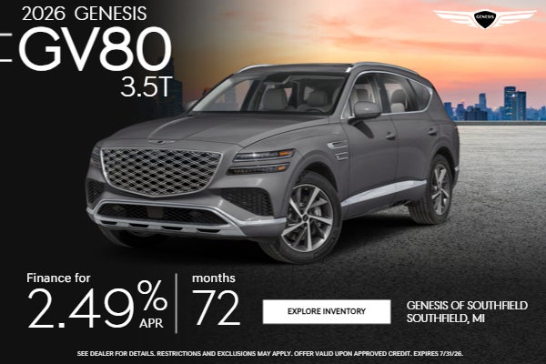 GV80 3.5T 2.49% APR for 72 Months Upon Approved Credit